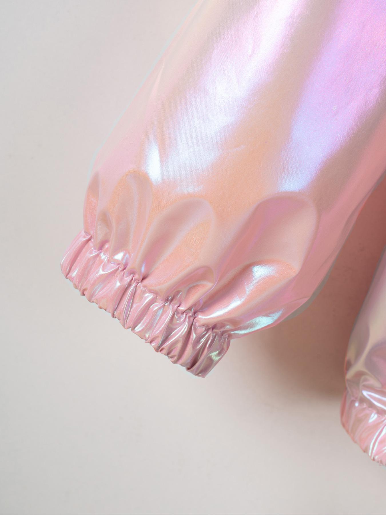 Toddler Girl's Thin Glitter Zip Up Hooded Jacket without Tee, Fashion Long Sleeve Zipper Outerwear for Spring & Fall, Kid's Clothes for Daily Wear, Casual Comfy Jacket