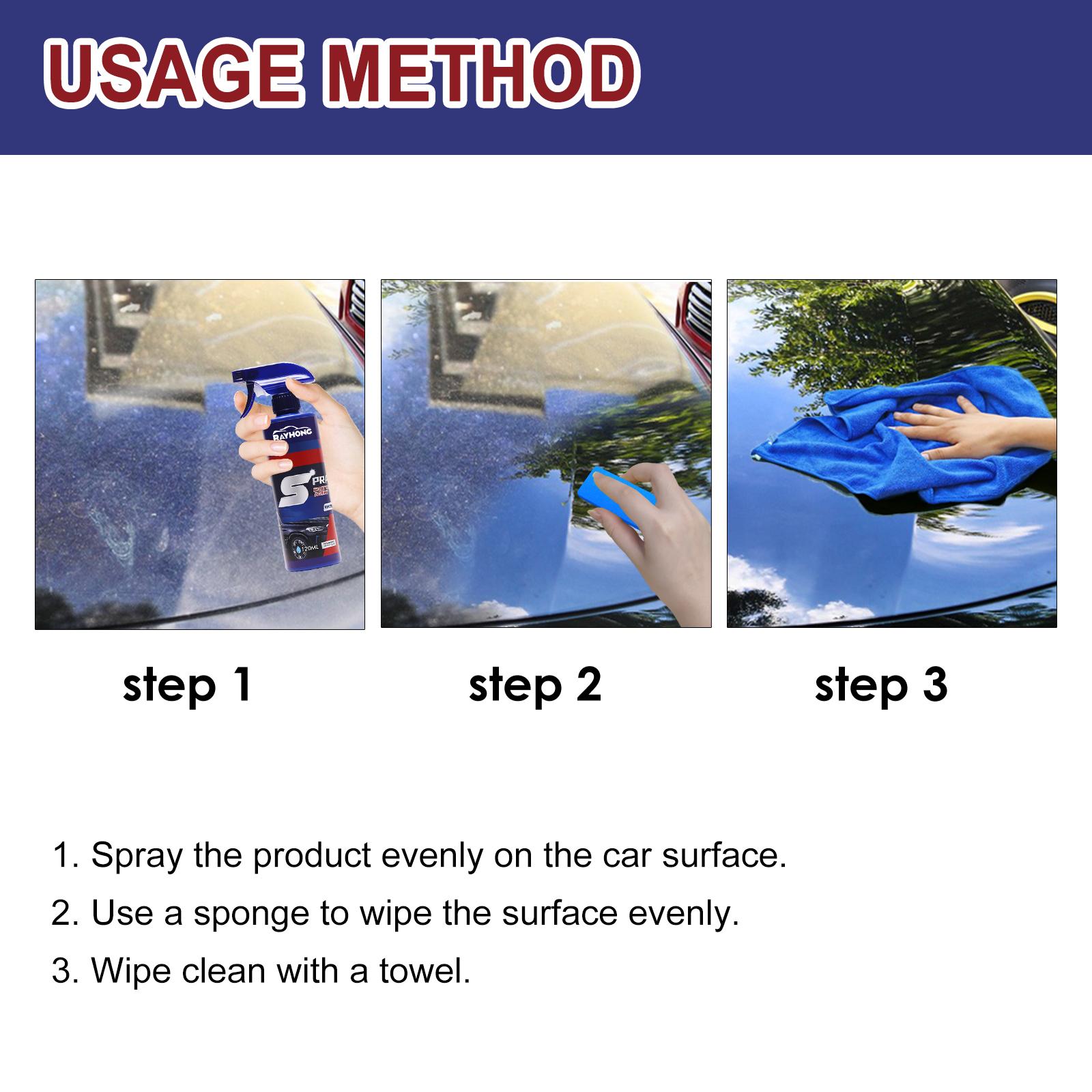 3 in 1 Ceramic Car Coating Spray, Multi- Functional Coating Renewal Agent, High Protection Quick Coating Spray Fast- Acting,Plastic Parts Refurbish Agent, Waterless Car Wash, Nanotechnology (2PCS) waterless wash cleaning