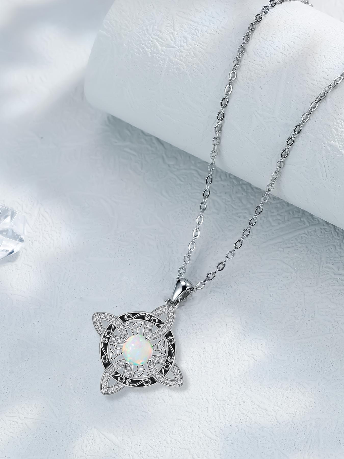 Moonstone Witches Knot Necklace With Blessing Message Card,  Good Luck Irish Knot Necklace, Protection Jewelry Gift for Women, Charm Necklace