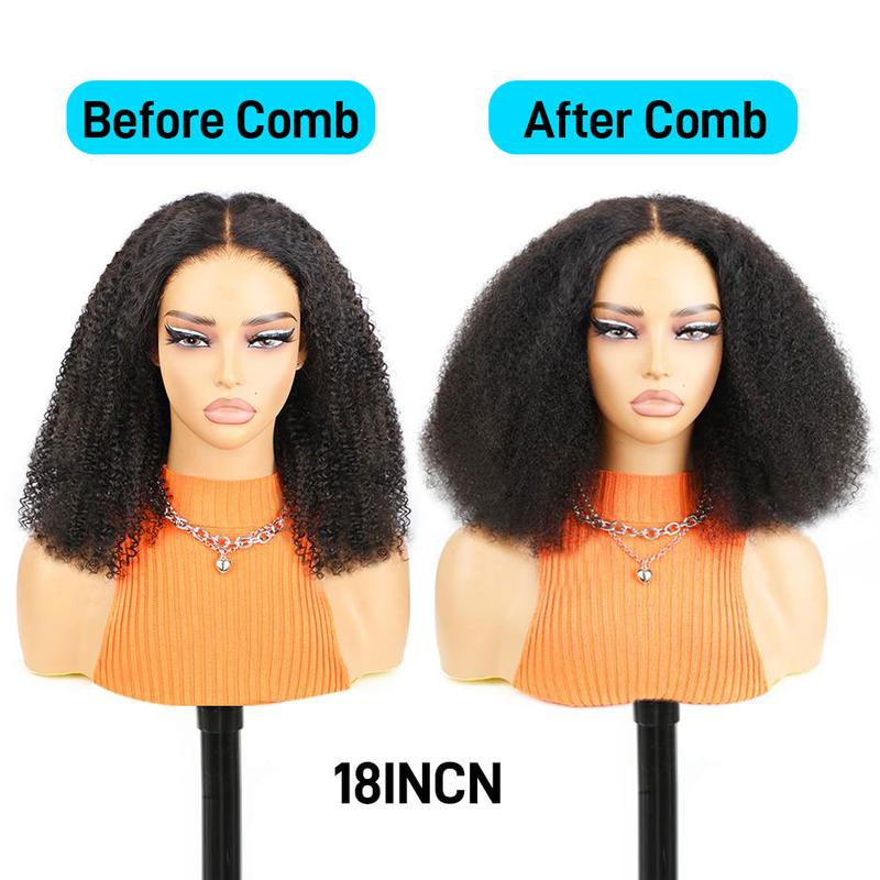 MOREFACE BEAUTY Glueless Wig 5 Seconds Quick Install Wear&Go 7x5 Pre-Cut HD Lace Kinky Curly Human Hair Wig Beginner Friendly