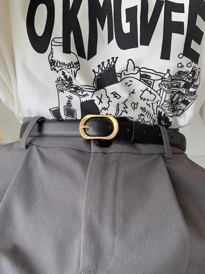 Women's PU Belt, Solid Color Strap and Alloy Buckle, Fashionable Classic Accessory, Suitable for Daily Use, All Seasons