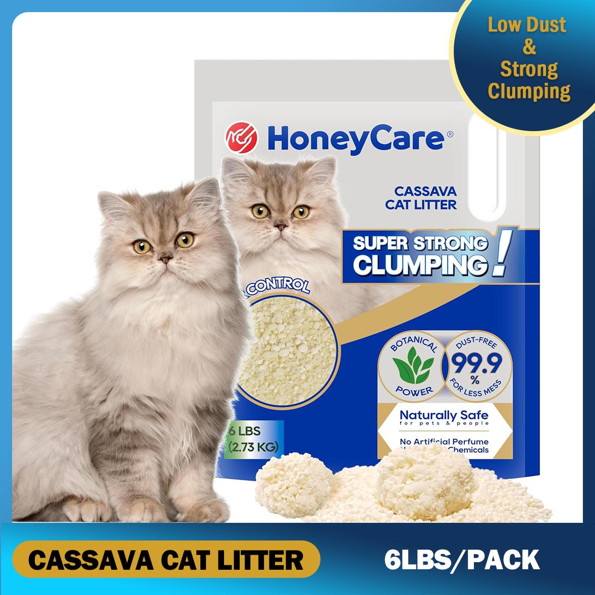 HONEYCARE : Cat Litter | Fast Clumping | Flushable Litter | Easy to Clean | Fresh Tea Scent | Natural Ingredients | Biodegradable | Low Dusting | Excellent Deodorizing | Fragrance Free