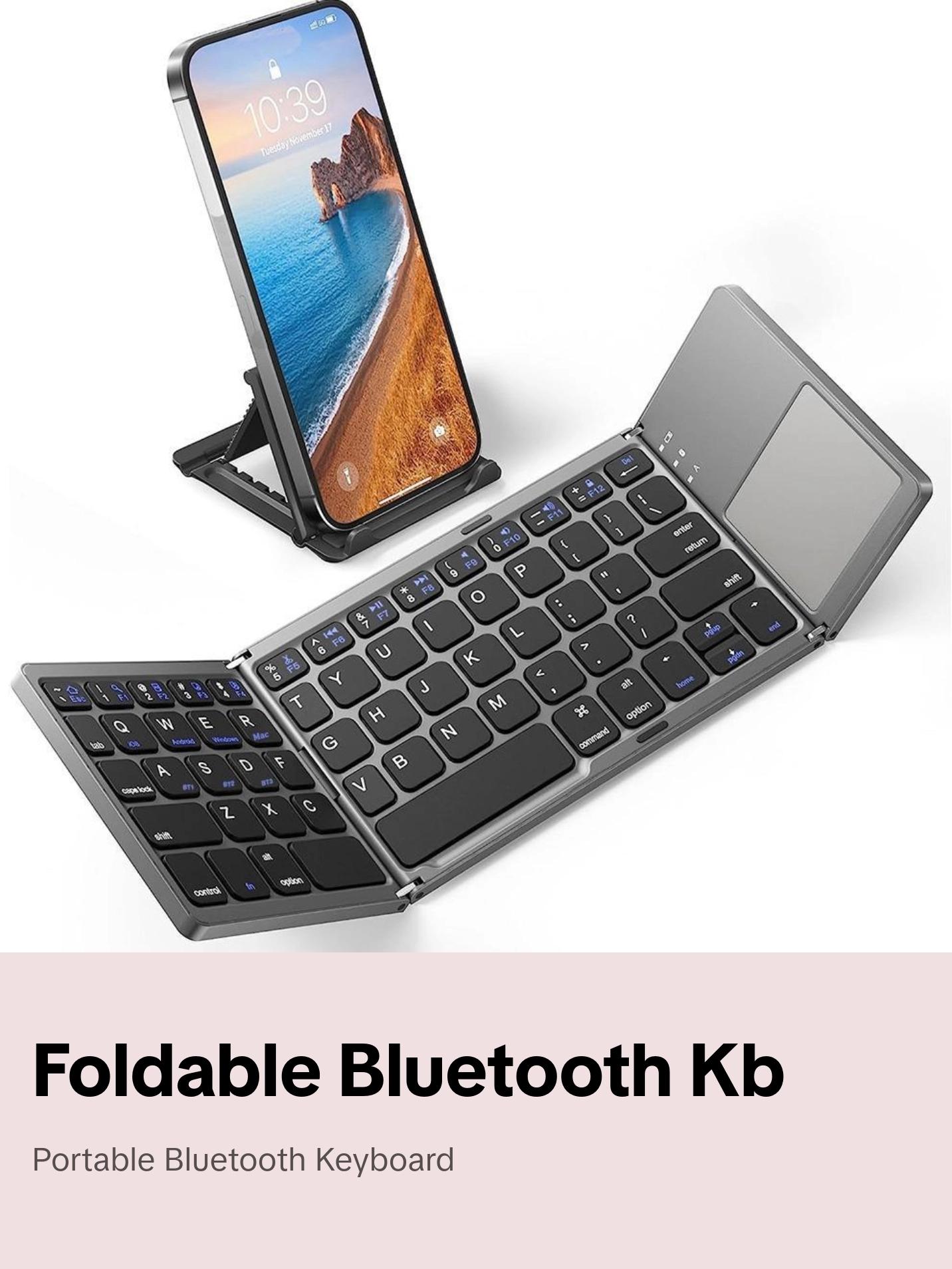 Ultra-Thin Wireless Mini Three-Fold BT-compatible Keyboard, Portable and Compact Design, Ideal for Travel and Daily Use, Easy Connectivity