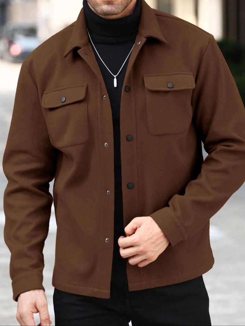 Men's Simple Woolen Jacket Coat, Fashion Casual Design, Suitable for Work or Outing, Lightweight Outerwear, Enhance Your Wardrobe Taste Men's Simple Woolen Jacket Coat, Fashion Casual Design, Suitable for Work or Outing, Lightweight Outerwear, Enhance Your Wardrobe Taste