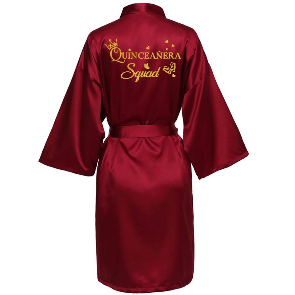 Mis15 Años Robe 15 Years Girl Birthday Party Robes Quinceanera Robe Mis XV Bathrobe Silkly Nightgown