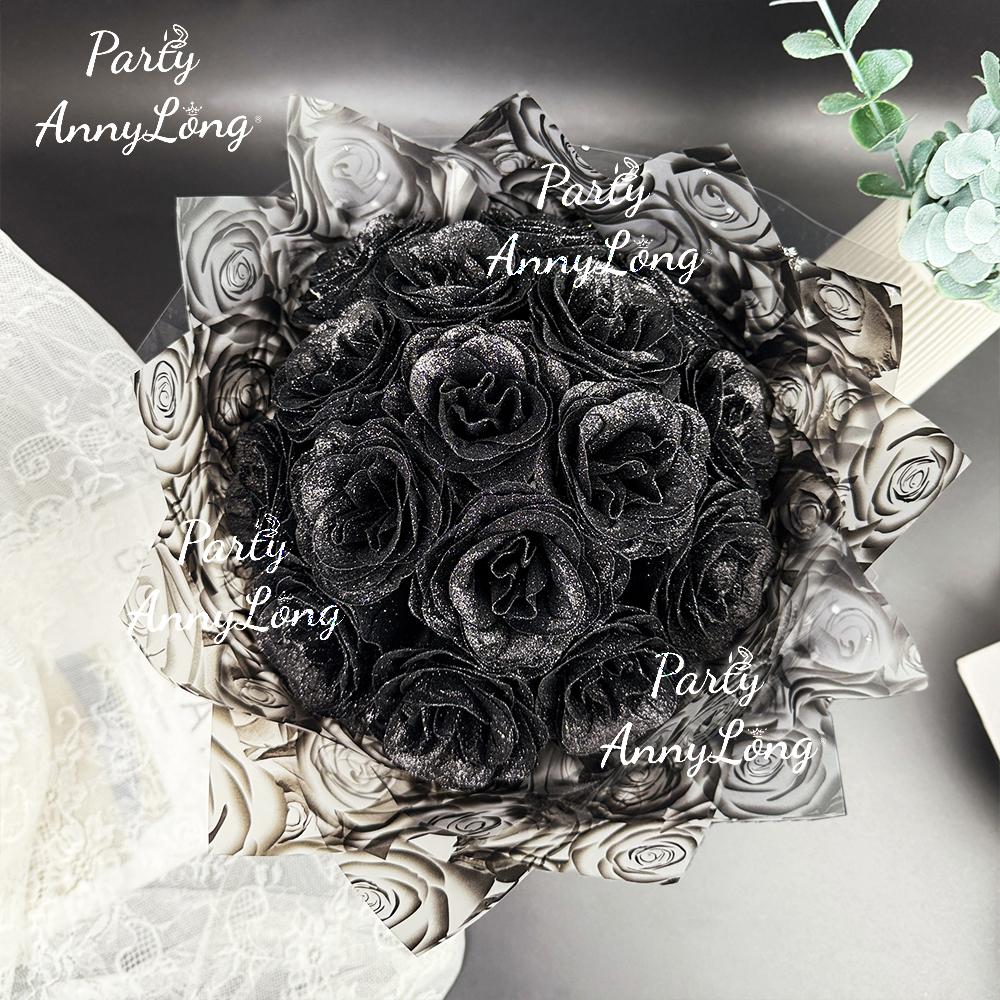 Sparkling Rose Bouquet, No Assembly Required, Valentine's Day Wedding Anniversary Engagement Eternal Artificial Roses, Birthday Gift, Vibrant Faux Flowers