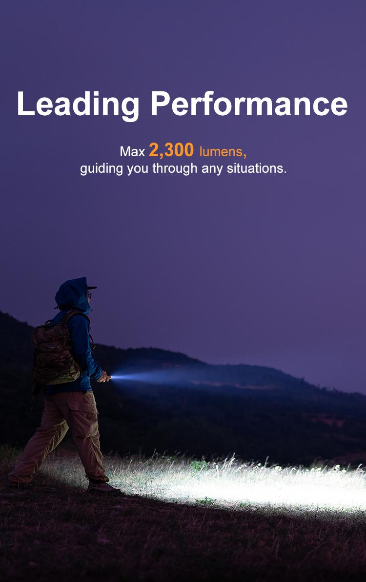 OLIGHT Warrior 3S 2300 Lumens Rechargeable Flashlight, Compact Dual-Switches LED Bright Light with Proximity Sensor, Powered for Emergency, EDC and Searching