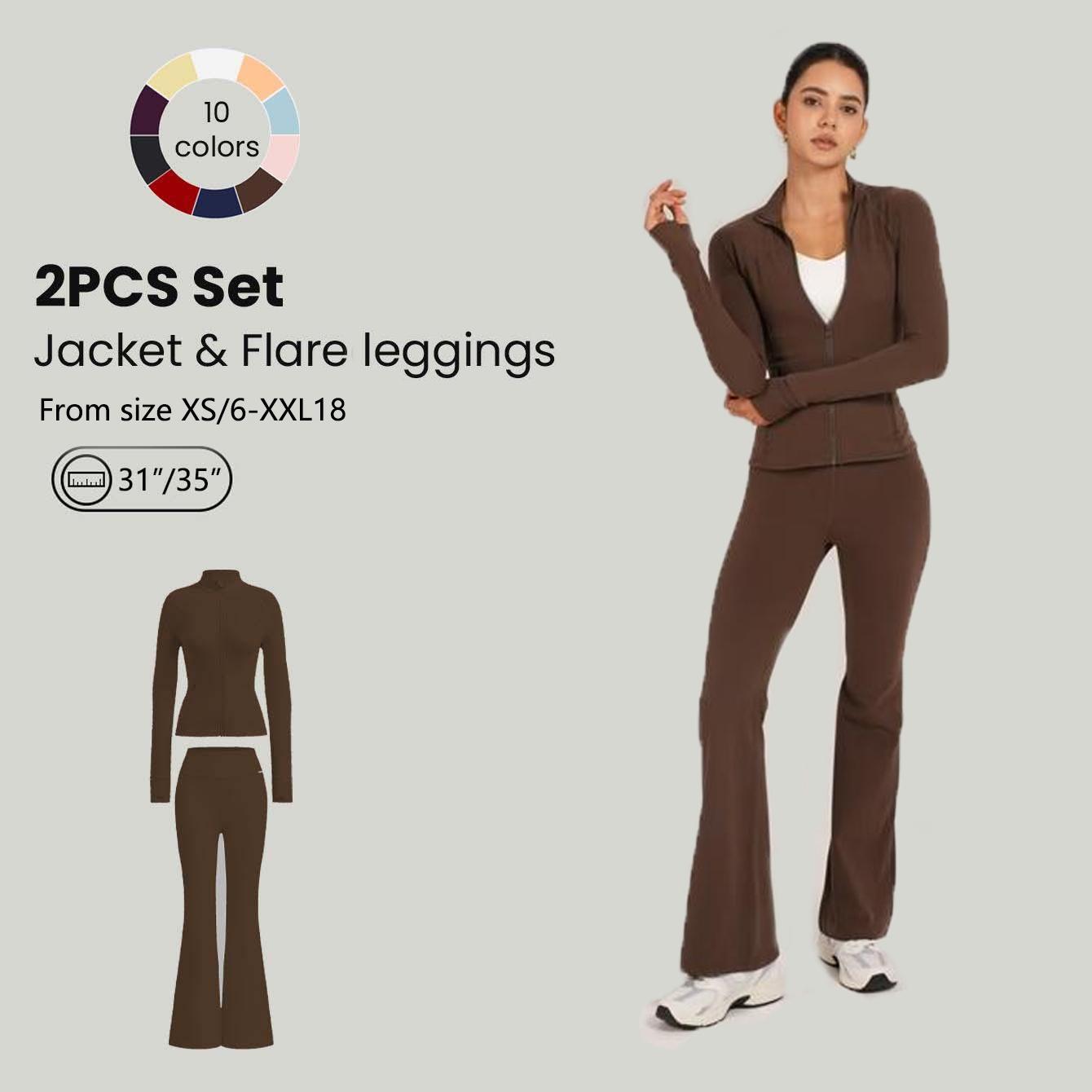 GLOWMODE 2PCS Slim-It BBL Jacket and 31"&35" Flare Leggings Daily Set Fall TikTokShopBlackFriday