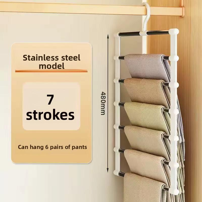 Multi-Layer Home Use Seamless Pants Hanger, Foldable Clothes Rack Space Saving Closet Organizer, Multifunctional Hanger, Durable Storage Solution