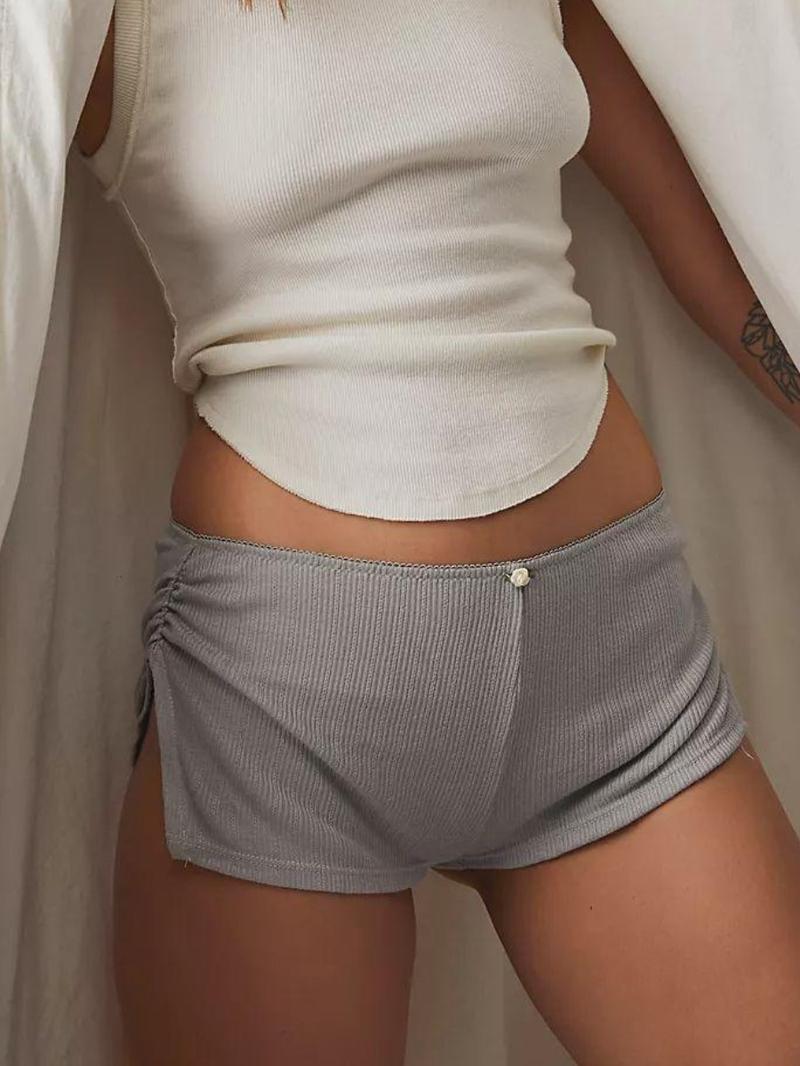 Three-pack Women's Y2K Shorts, Micro Shorts Side Slit Stretch Pajamas Shorts, Slim Fit Ruched Bottoms Cute Leggings