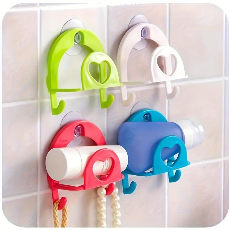 2pcs Plastic Dish Cloth & Sponge Holder with Suction Cup and Hooks - Kitchen Sink Organizer and Bathroom Wall Mount Storage Rack