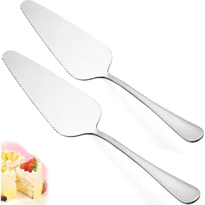 Cake Pie Server, 2 Pack Stainless Steel Pizza Pastry Cake Slicer Server Set, Cake Cutter with Serrated Edges for Kitchen, Restaurants, Wedding, Birthdays and Parties