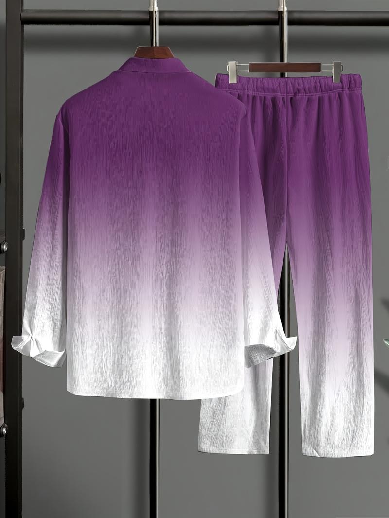 Plus Size Men's Casual Sport Suit Outdoor Leisure Button Closure Jacket & Pants Set for Spring Summer Adult Males Black Trouser Menswear Gamis - Clothes Formal Long Sleeve