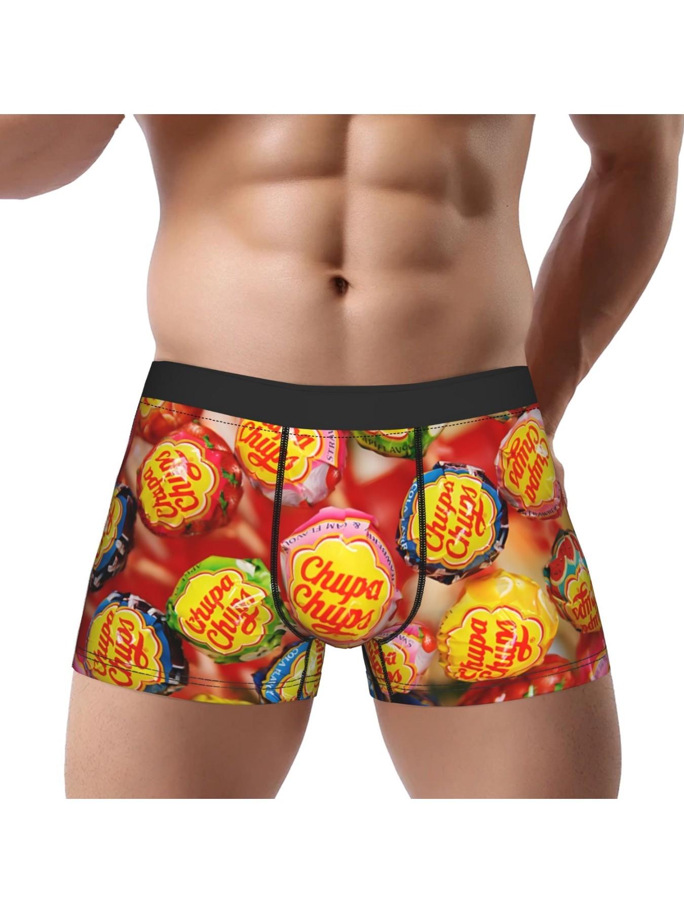 1 piece Chupa Chups Candy funny desgin Underpants Homme Panties Man Underwear Comfortable Shorts Boxer Briefs, Street Style Underwear
