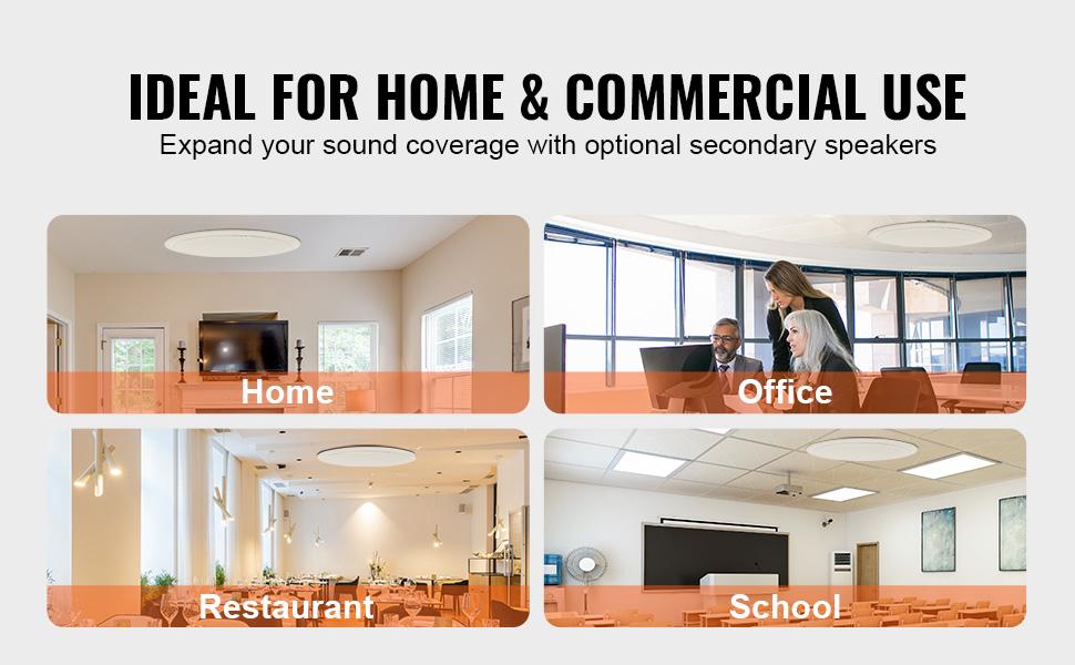 VEVOR 4 PCs 6.5'' Bluetooth in Ceiling Speakers, 150W, Flush Mount Ceiling in-Wall Speaker System with 8Impedance 89dB Sensitivity, for Home Kitchen Living Room Bedroom or Covered Outdoor Porches