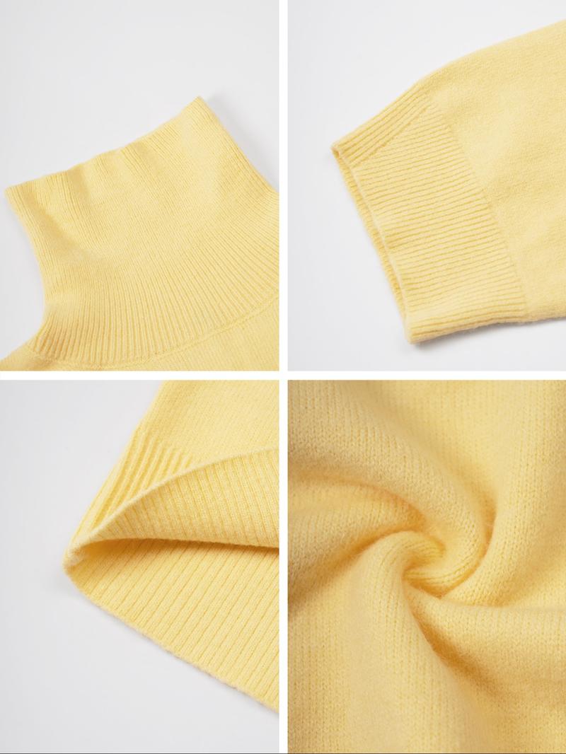 Solid Color Casual High Neck Long Sleeve Sweater, Thin Fabric Fitted Style for Fall & Winter, Comfortable Women's Knitwear, Knitted Clothes