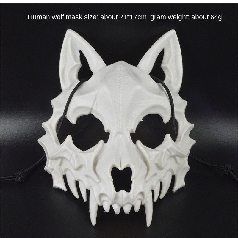 Halloween Mask Half-face Mask Cos Dragon God Fierce Tiger Night Fork Tengu Man Wolf Mask Performance Skull Masks