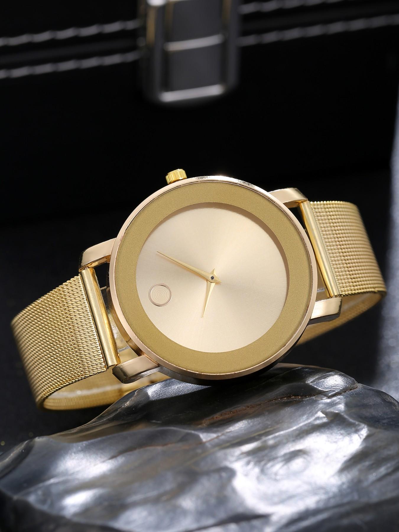 Minimalist Quartz Watch, Zinc Alloy Mesh Strap, Silver Color & Options, Casual Daily Commute Watch, Light Luxury Style, Casual Analog Watch