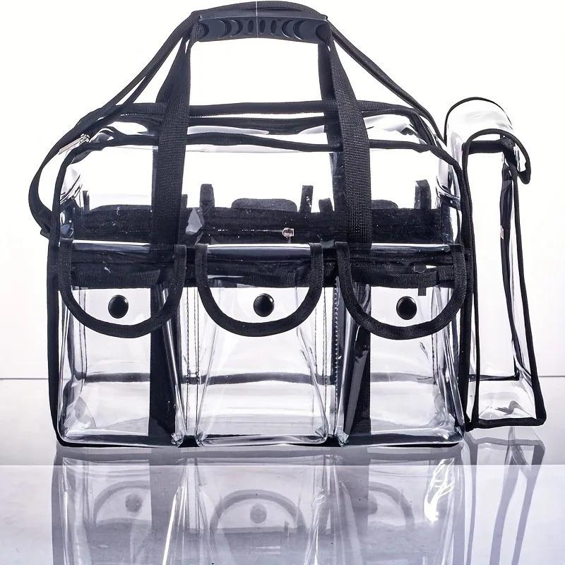 PVC Transparent Cosmetic Bag Waterproof Large Capacity Makeup Pouch Travel Organizer, Multifunctional Beach Swimming Storage Shoulder Tote Travel Cosmetic Bags