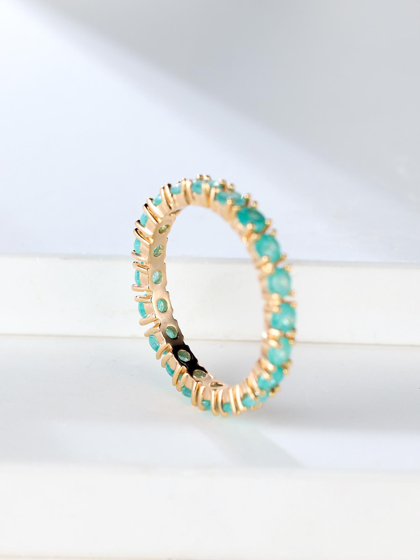 French-style vintage champagne gold ice flower zirconia ring with full-set diamonds