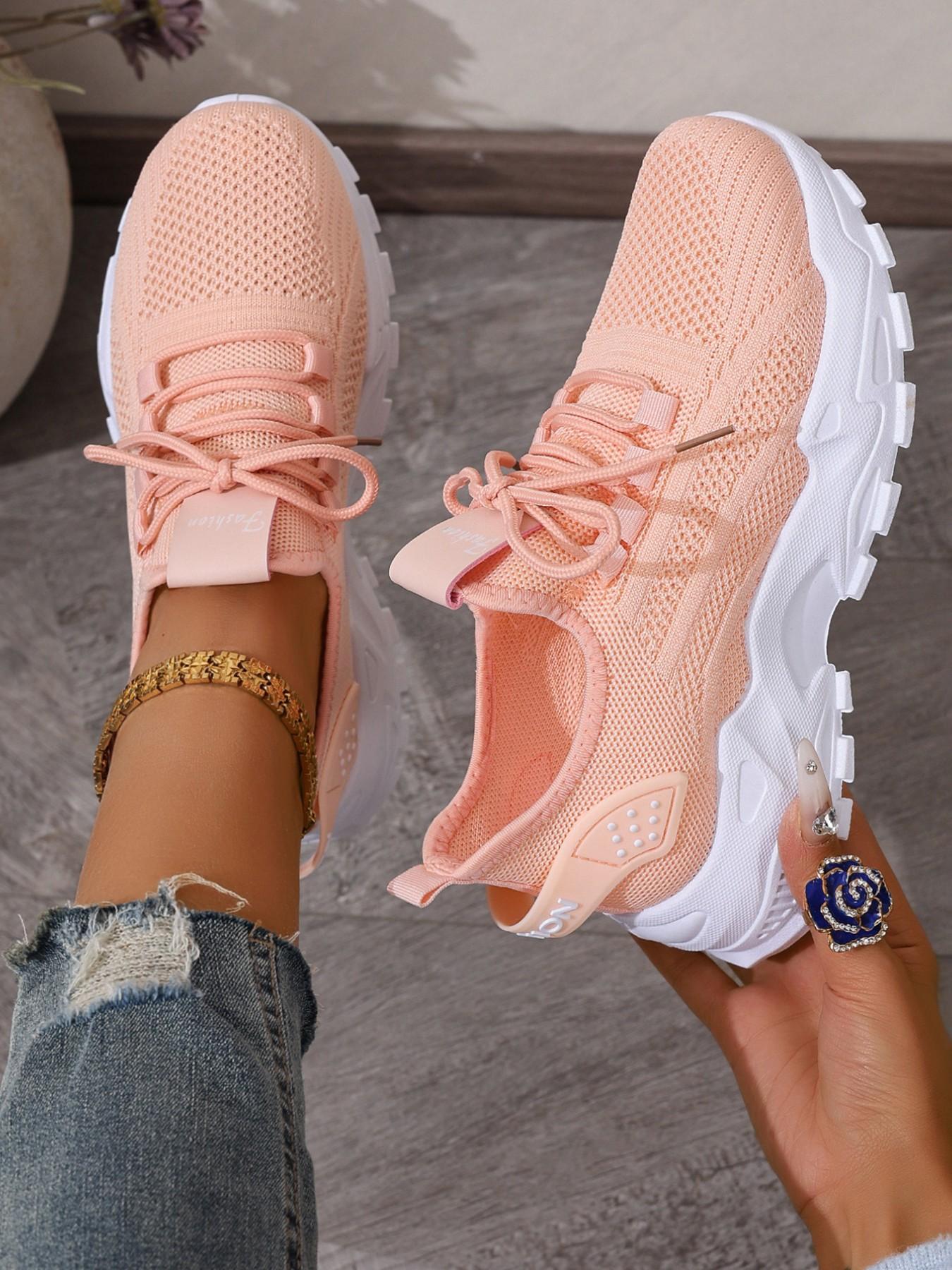 Women’s FA Chunky Sole Knit Sneakers – Lightweight & Slip-Resistant, Ultra Comfortable for Walking & Travel, Trendy White Athletic Shoes for Teens, Students & Young Adults – Perfect for School, Shopping & Casual Outings