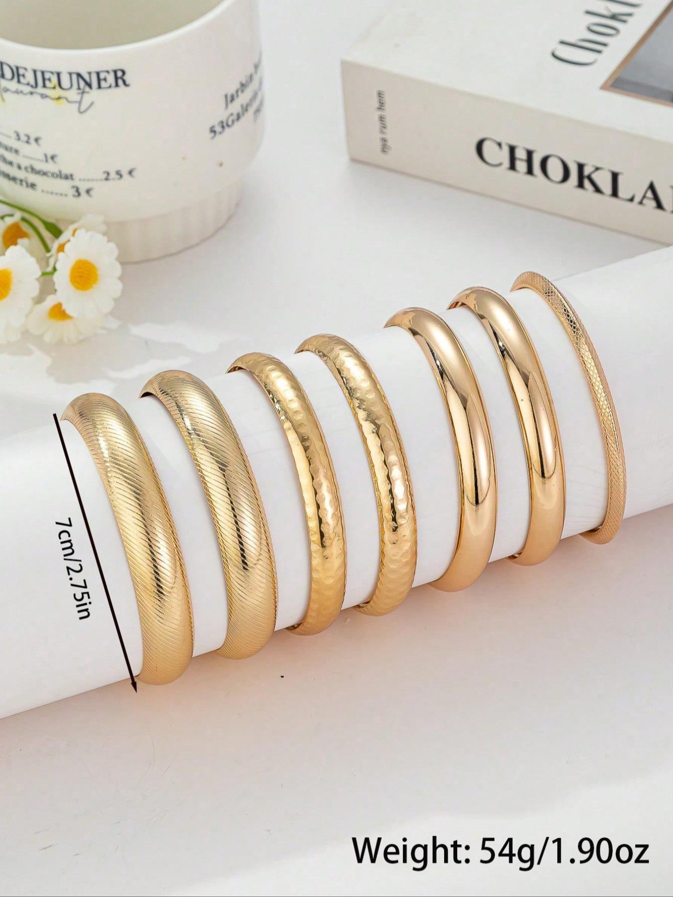 Elegant Iron Bracelet Set, 7-Piece Fashion Jewelry for Women, Daily Wear Wristbands, Perfect Holiday Gift