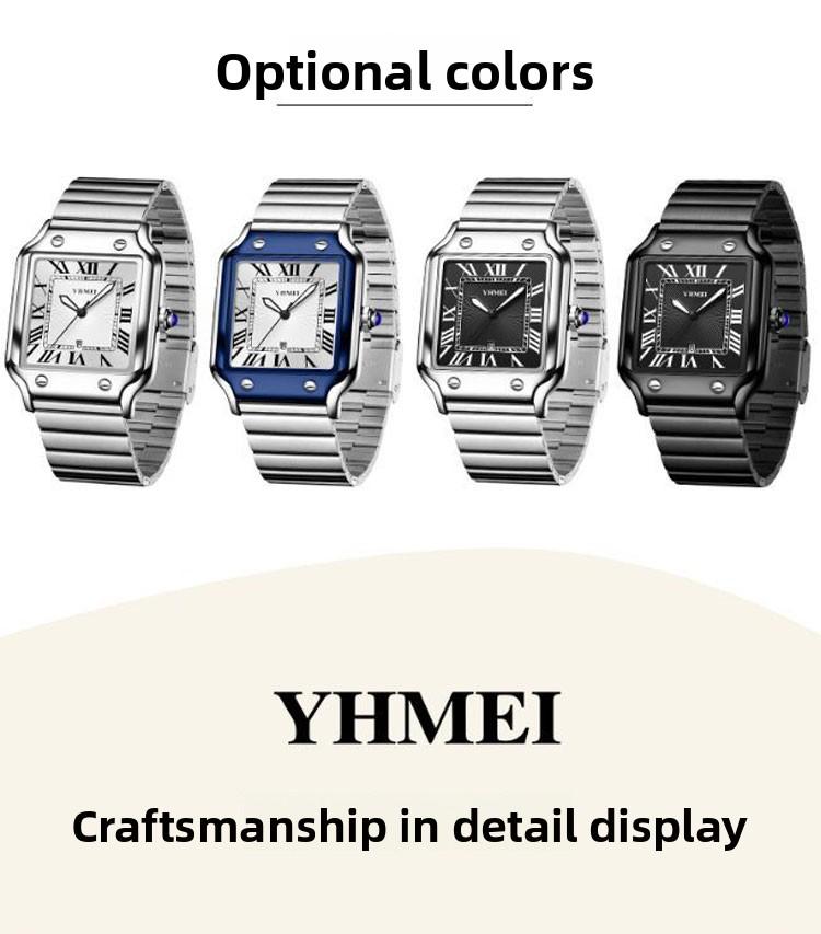 Women's Men's Unisex Square Watch - Silver Stainless Steel Band, Roman Numerals, Date Display, Waterproof Quartz Wristwatch, Fashion Casual Retro Wristwatch, Perfect Gift