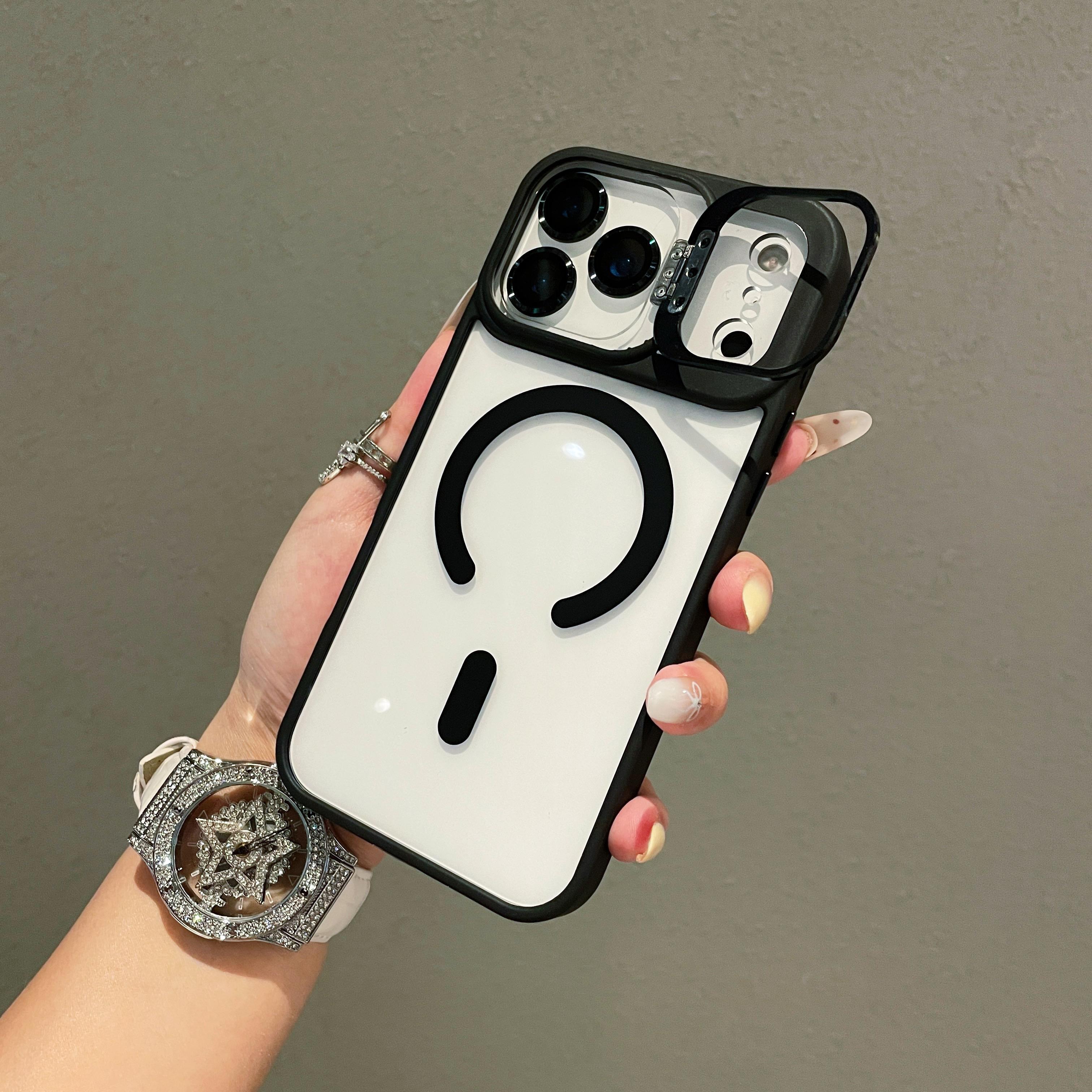 For iPhone 17 Pro Max 16 15 14 Plus 13 Pro 12 11 Pro Max Magnetic Case,Compatible with MagSafe,Built-in Stand & Camera Lens Protector,Military-Grade Drop Shockproof Clear Acrylic Protective Phone Cover