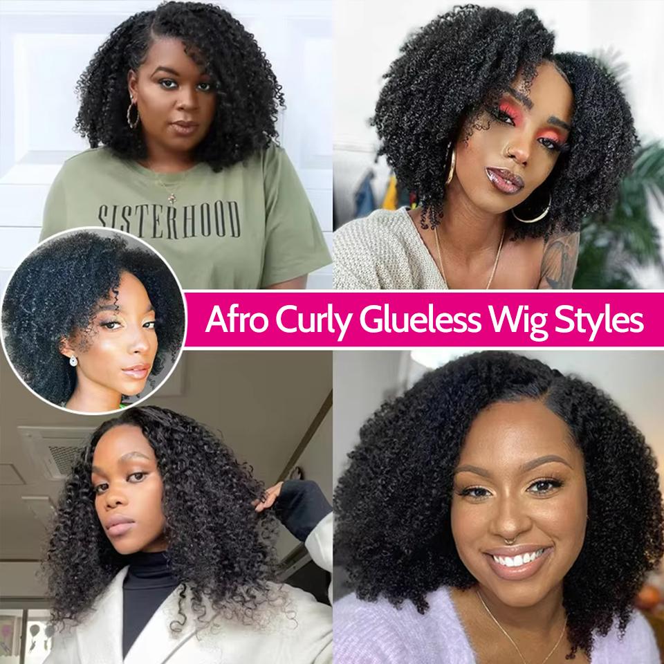 [NEW IN] Yawawe HAIR Clearance Wear And Go Glueless Wigs Bleached Tiny Knots Pre Cut transparent Lace Afro Curly Lace Front  Human Hair Wigs