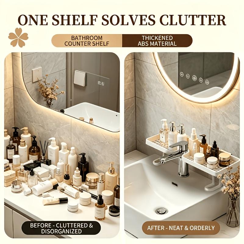 Simple bathroom sink rack, removable countertop storage rack, multi-functional kitchen seasoning storage rack, suitable for cosmetics, skin care products, toiletries, kitchen storage, shelf, Bathroom Organizer