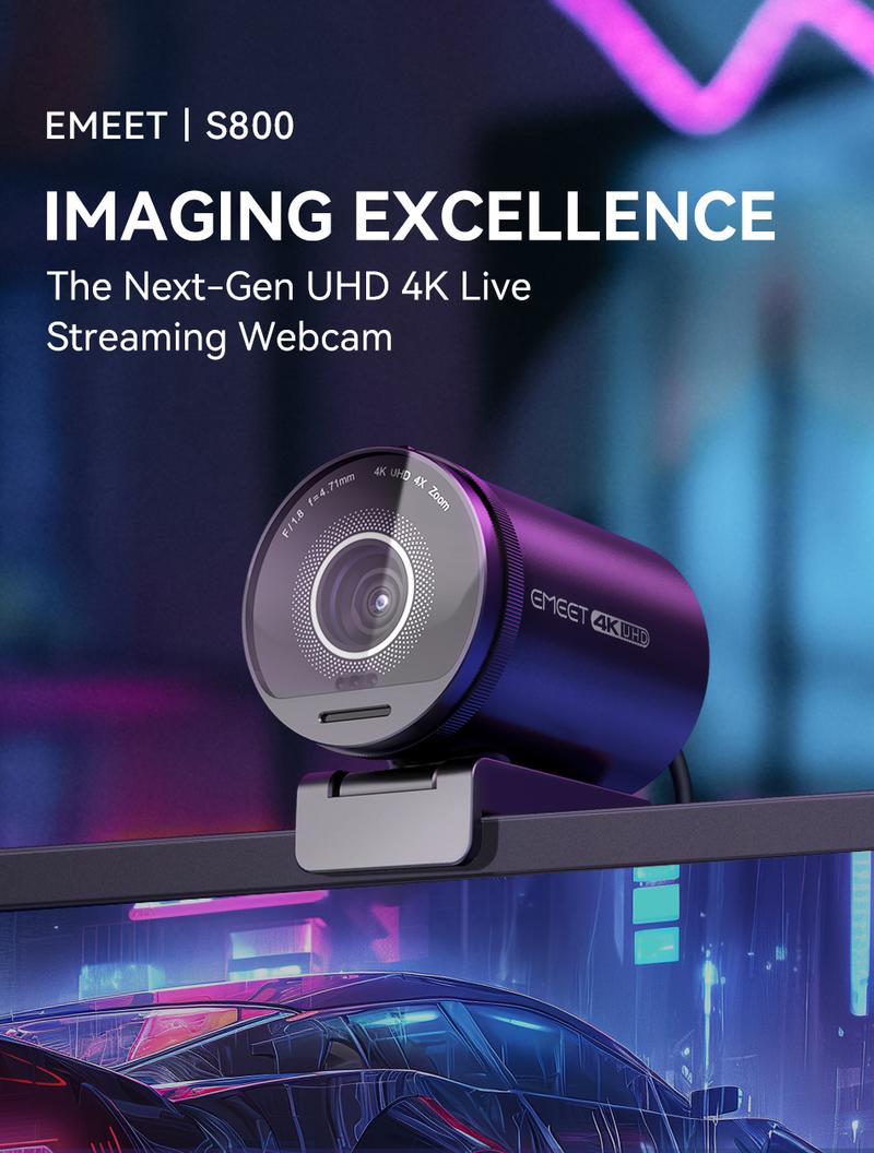 EMEET S800 4K HDR Webcam Autofocus Streaming Camera with Built-in Privacy Cover for Streaming Video Games Fathers Day Gift Laptop, TikTokShopBlackFriday