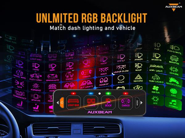 Auxbeam AS Series 4 Gang RGB Slim Switch Panel | AS-R40 car switch control