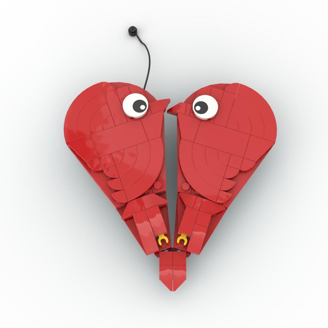 MOC 113PCS Pair of Red Birds Building Blocks Set, Durable ABS Plastic Bricks Toy, Love Couple Face to Face Meaning, Friendship Back to Back Meaning, DIY Easy Assemble Buildable Bird Figure Model, Desk Display Collectible Ornament