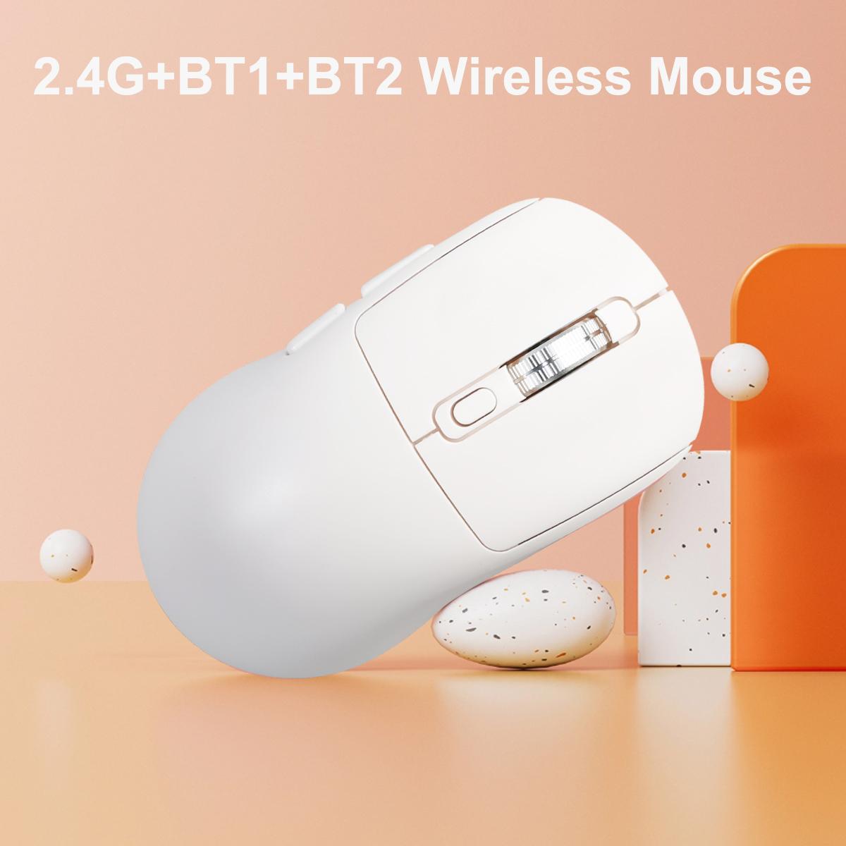Wireless Mouse, 2.4g/Bluetooth-compatible 5.0 Dual Mode, Rechargeable Computer Mouse, 3 Adjustable Dpi, Ergonomic Design, Compatible with PC, MAC, iPad, Windows