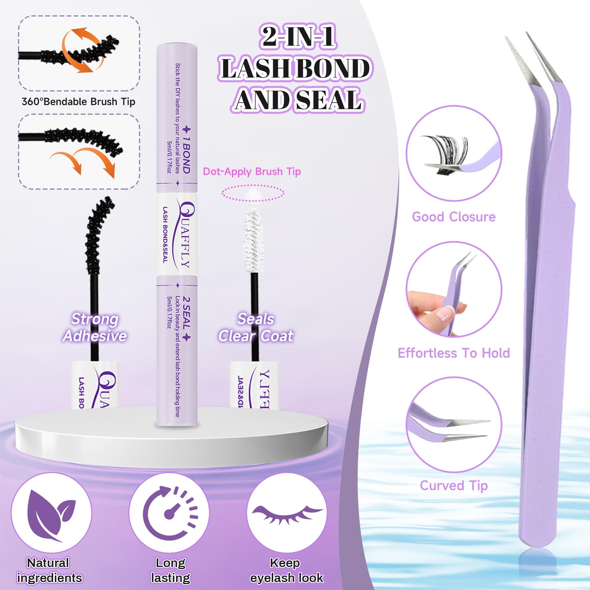 2722 Pcs High Capacity Lash Clusters Kit 10-100D D Curl Lashes Clusters Natural Look  Individual Super Thin Band DIY Cluster Eyelash Extensions Kit with Lash Bond&Seal Lash Remover Tweezers Brush  Mascara Shield