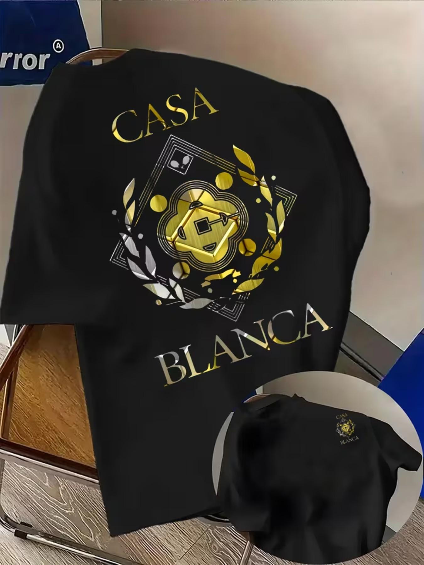 Men's Fashion T-Shirt Casablanca Print, Breathable Sweat-Wicking, Gym Travel Casual, Lightweight Summer Shirt, All-Season Daily Wear