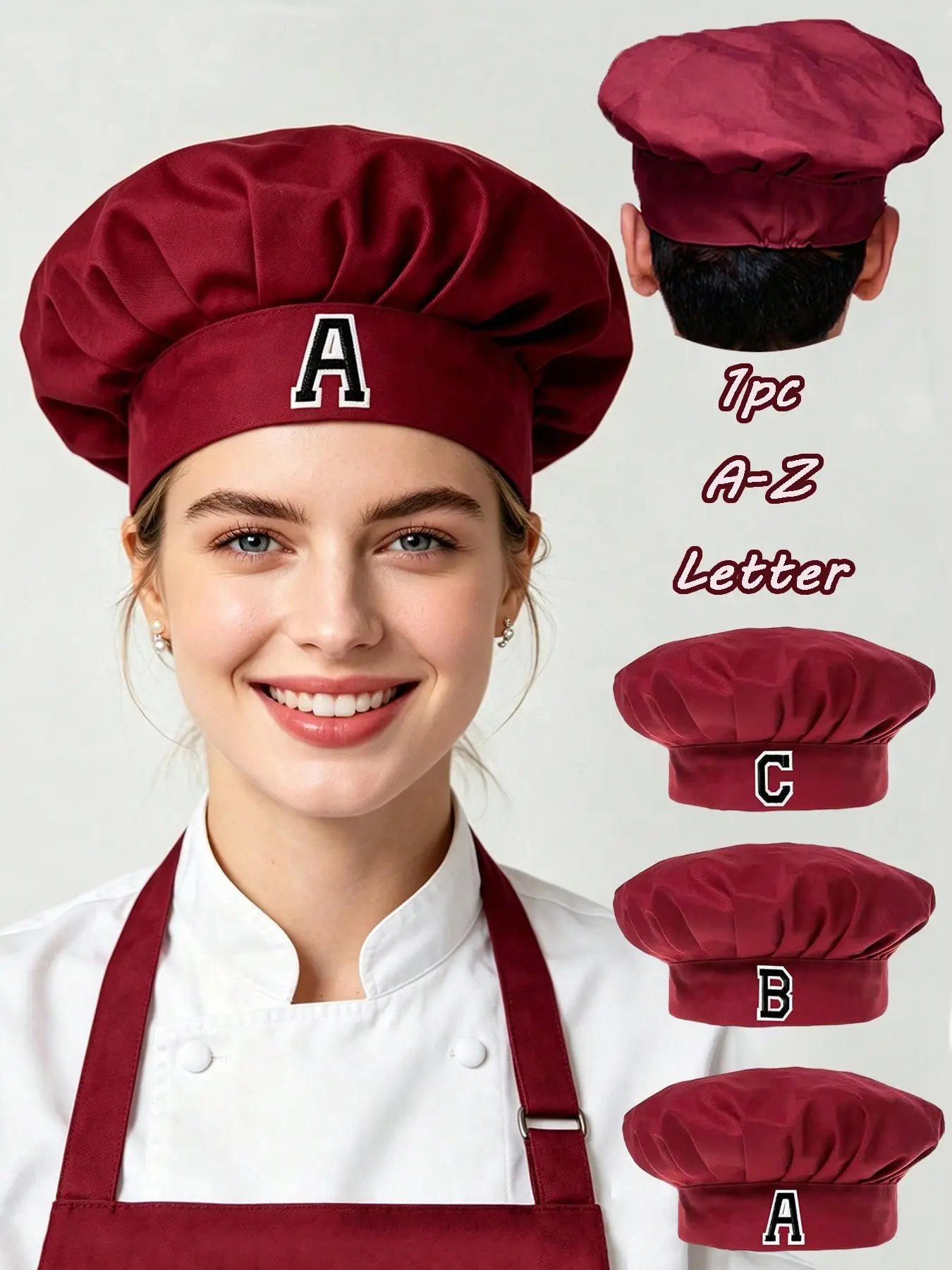 1PC Custom Initial Mushroom Chef Beret, Mushroom Chef Hat, Unisex Restaurant Baker Uniform Hat, Restaurant Staff, Bakery Shop, Housewarming Gift