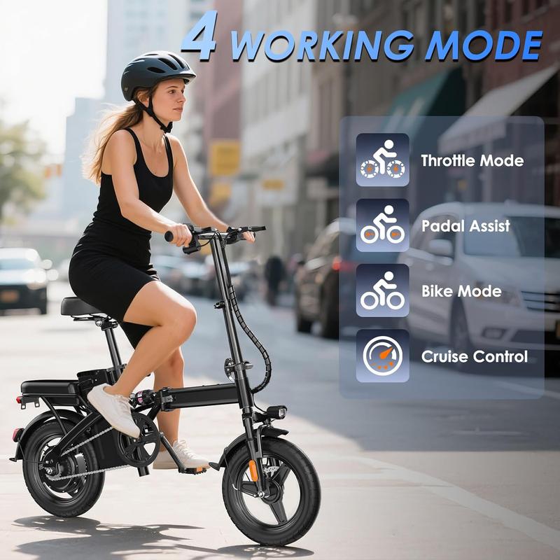 Upgraded Folding Electric Bike, 750Wh configuration, 14-inch tires ebikes, 22+ MPH speed, 30+ Mile range, can carry 2 people, Supports Up to 400 lbs, commuter Electric bicycle