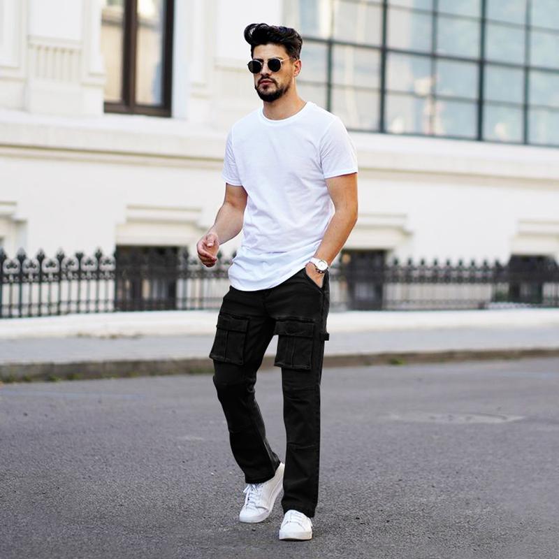 GINGTTO Men's Jeans Stretch Baggy Wide Leg Denim Pants Hip Hop Streetwear Carpenter Jean with Cargo Pockets