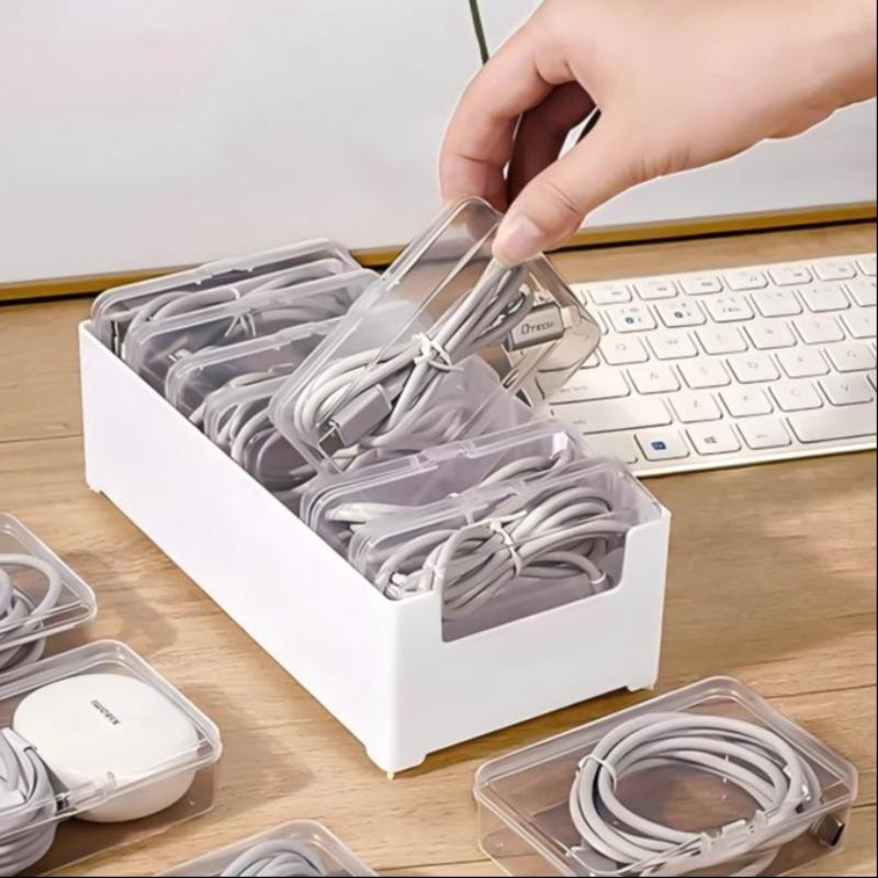 Multi-Function Cable Organizer Box, Home Charging Cable Storage Solution, Tangle-Free Cord Separator & Accessory Holder, Desk Supplies Set, Desk Organizer Tidy