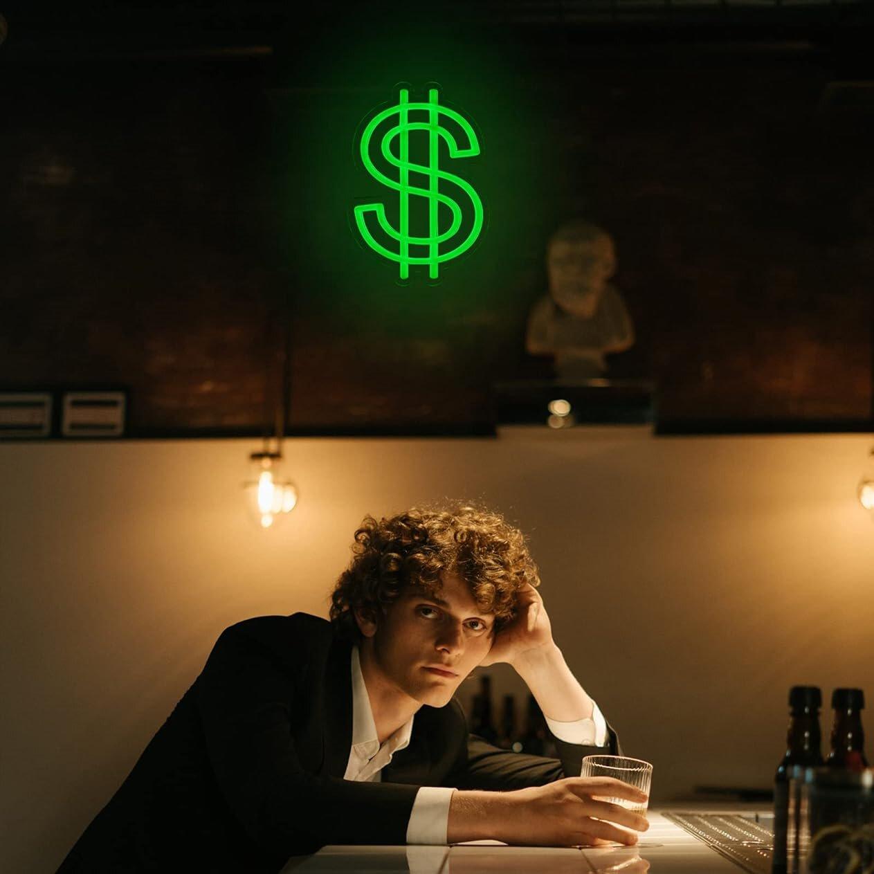 LED Neon Sign Money Adjustable USB Powered Wall Decor, Home Bedroom Game Room Business Bar Shop Office Decoration