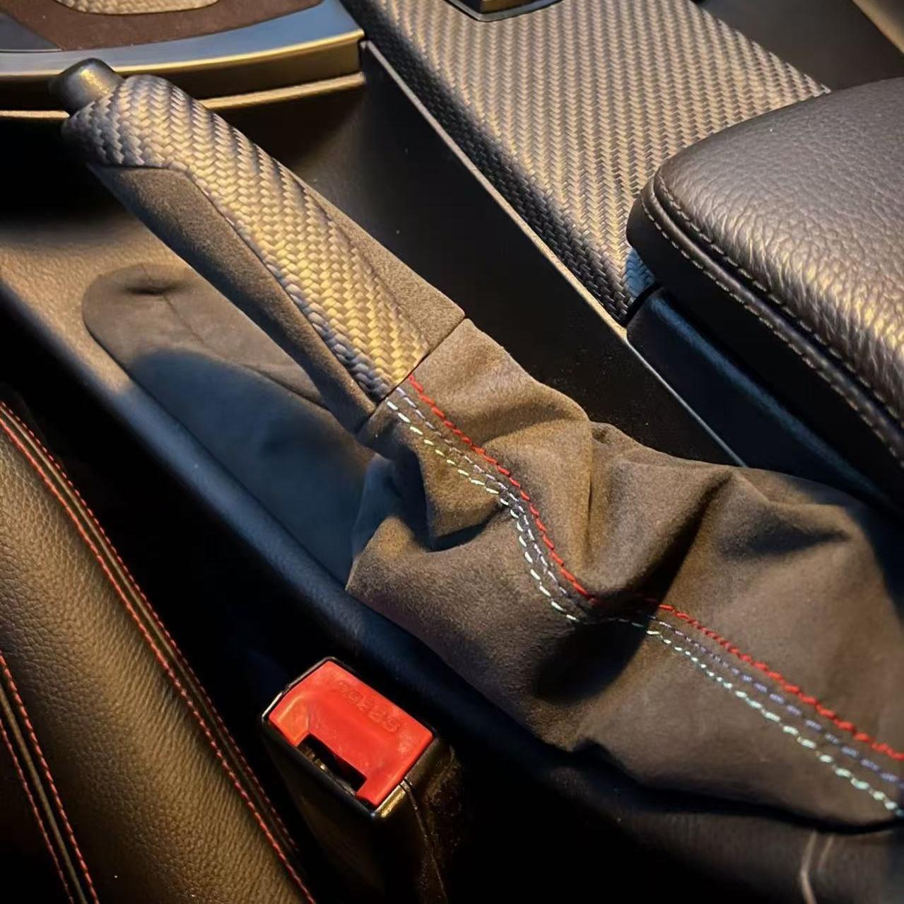 LHD Suede Carbon Fiber Handbrake Sleeve For BMW 3 4 Series F30 F31 F32 F33 F36 F80 F82 F83