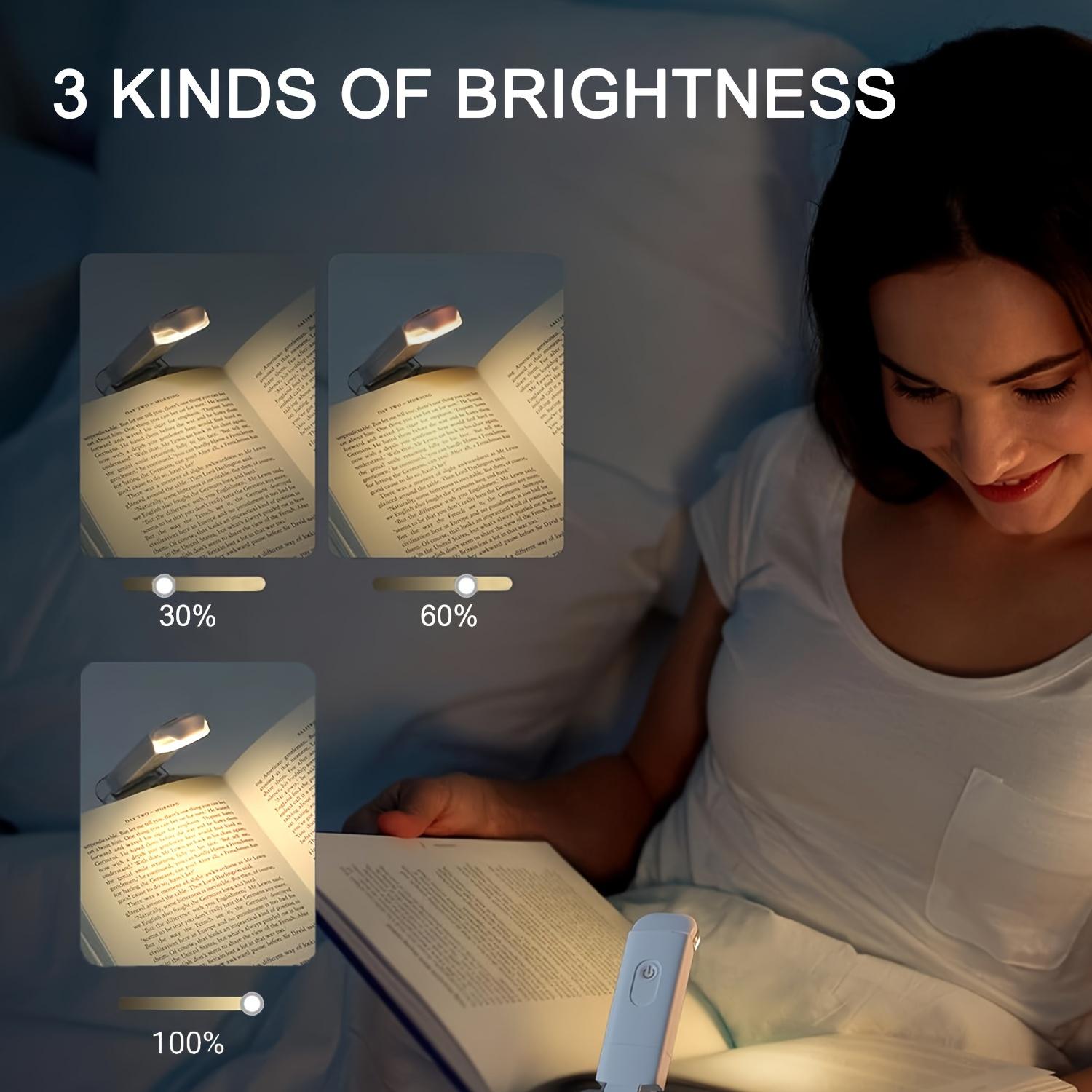 Compact USB Rechargeable Reading Light - Portable & Foldable with Eye Protection, 3 Adjustable Brightness Levels, Clip-On Book Lamp, Space-Saving Design, Ideal for Night Readers, Book Light Rechargeable