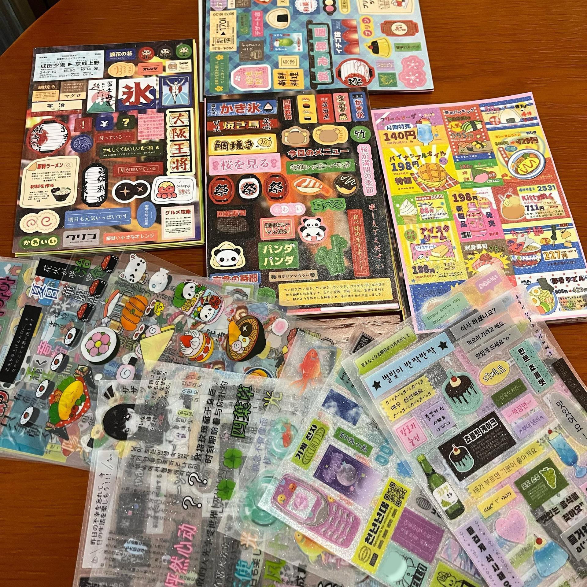 5Pcs Kawaii Vintage Stickers Japanese Style Journal Decal Stickers Aesthetic Scrapbooking Stationery Deco Sticker DIY Planner