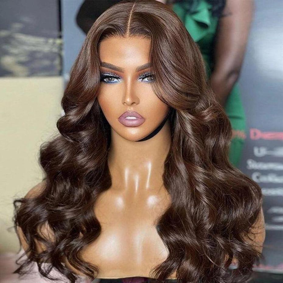 Bling Hair 180 Density 30 32Inch Chocolate Brown Color 13x6 Body Wave Lace Front Wig 13x4 Hd Transparent Lace Frontal Human Hair Wig For Black Women
