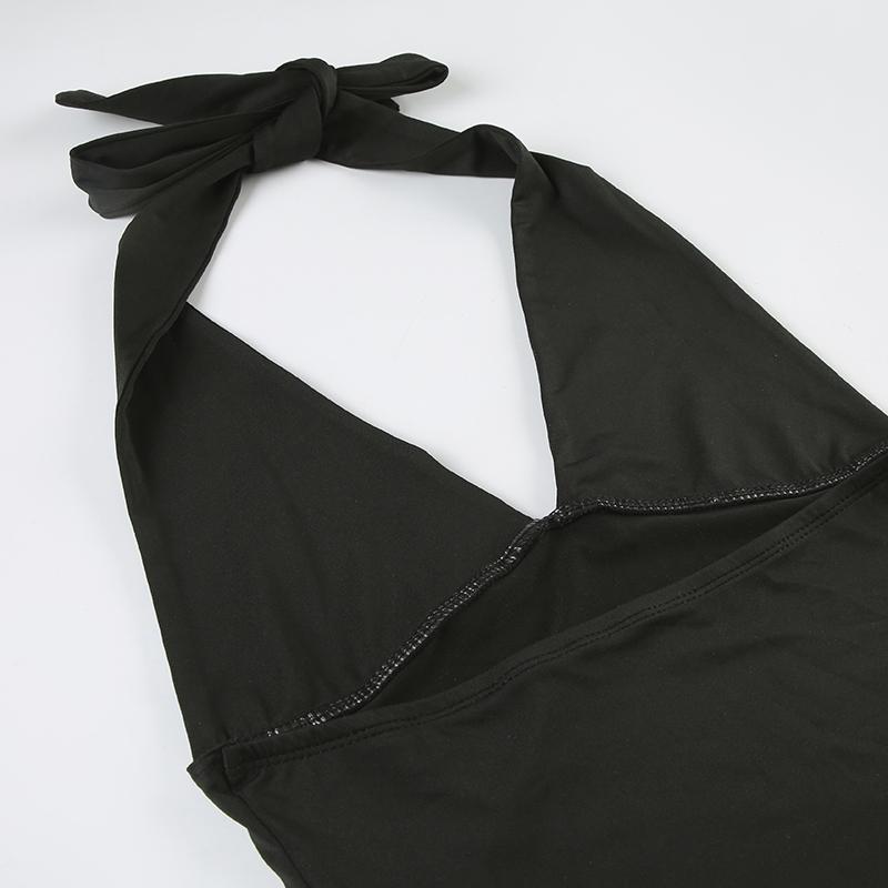 Women's Plain Halter Neck Top, Casual Fitted Sleeveless Top for Summer, Women's Clothing for Daily Wear