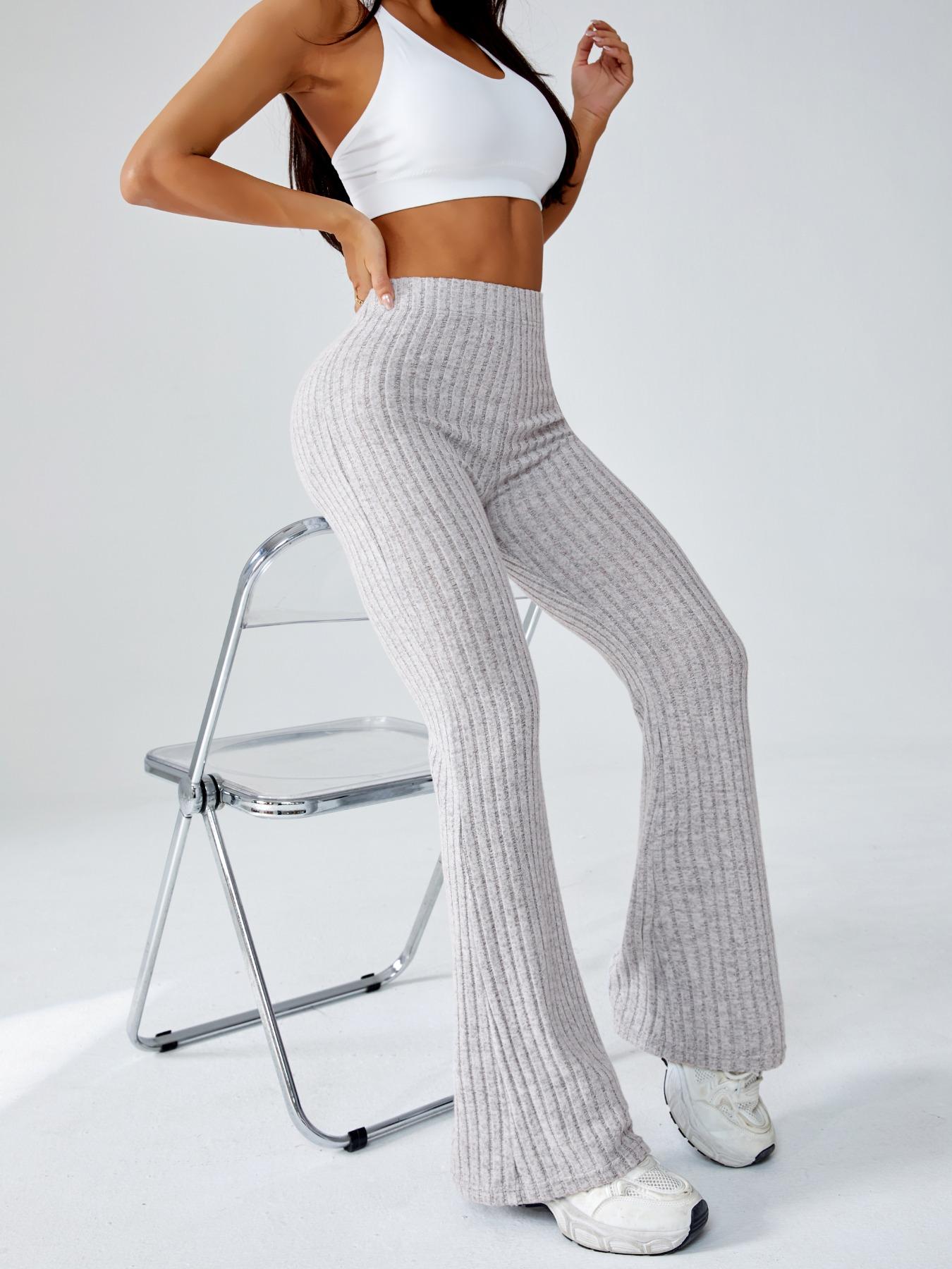 Women's Halloween High-Waisted Sporty Yoga Pants, Tight-Fitting Knit Fabric, Fall & Winter Casual Wear, Fashionable Ladies Activewear, Solid Flare Leggings