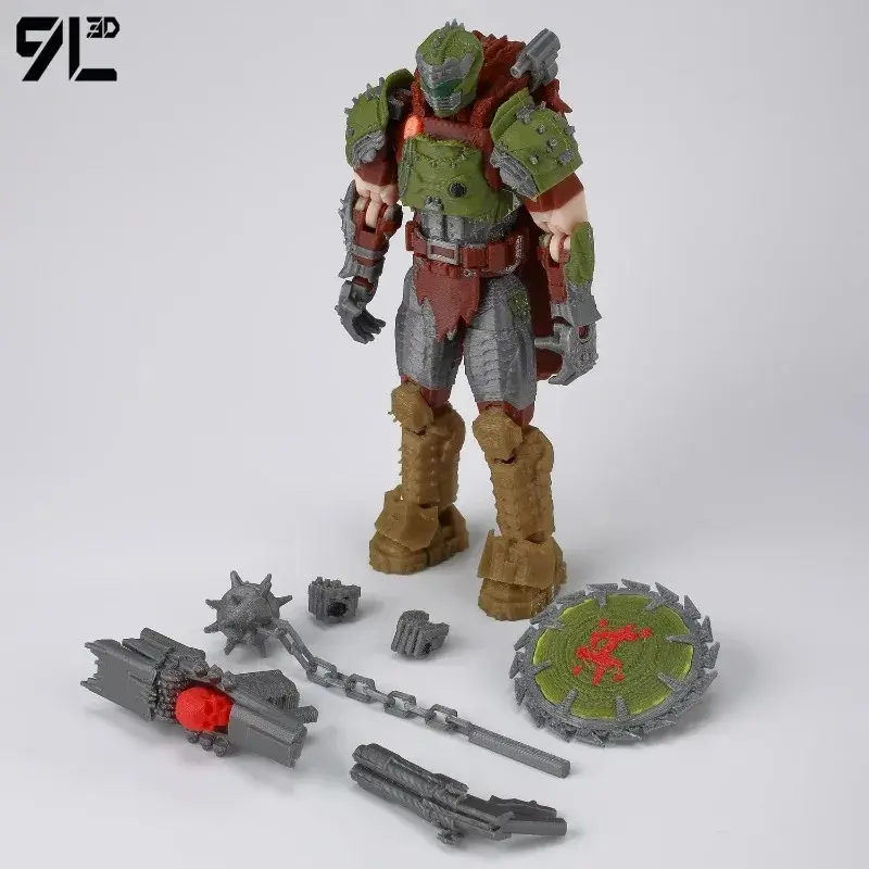 9L3D Printed Doom Slayer Action Figure Dummy13 with Super Shotgun T13 Multi-Jointed Collectible Figure Titan13 Lucky13 Toy Gifts