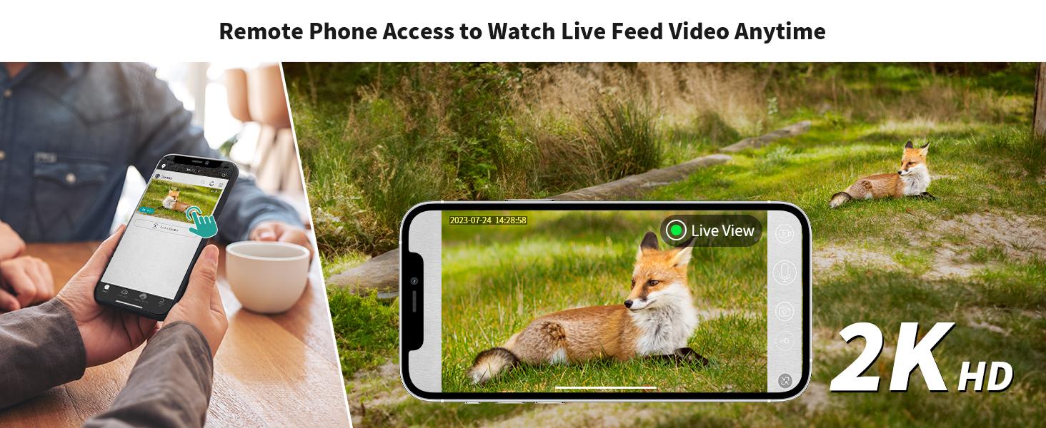 Solar Powered Wireless 4G LTE Trail Camera- 2K Live Video,WiFi Not Supported, Remote APP Controlled, WaterProof, Motion Activated, Night Vision, 4G Data Cellular Card Included (Data refill is required for Unlimited 4G data usage)