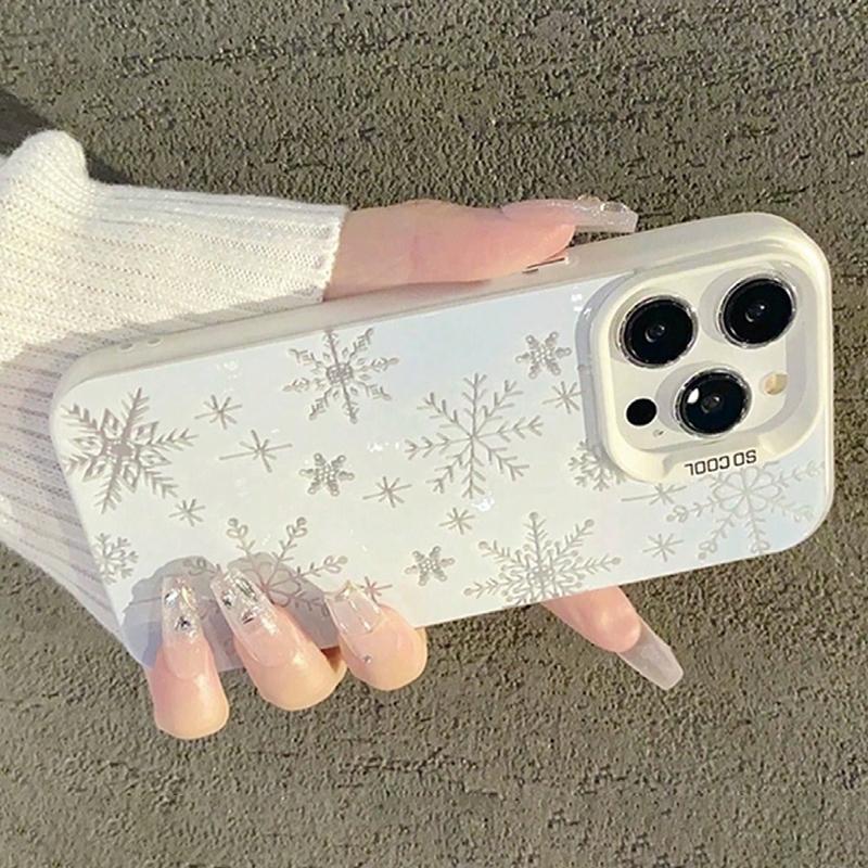 Snowflake Pattern Phone Case, Anti-drop Cellphone Protective Case, Total Protective Shockproof Mobile Phone Cover for iPhone